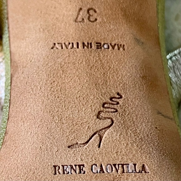 Rene Caovilla Bejeweled Rhinestone Buckle Metallic Leather Snakeskin Heel Sandal - Picture 10 of 11